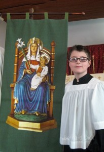 Thomas, is the official bearer of Our Lady of Walsingham's banner at the Fellowship of Saint Alban.