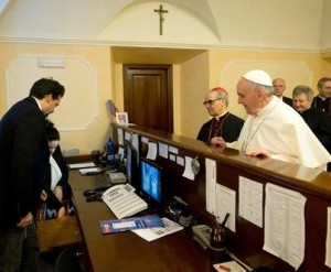 Pope Francis checking out of Conclave Hotel